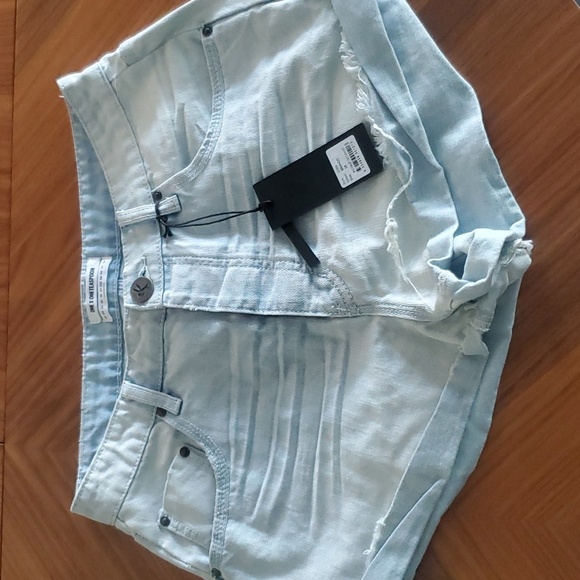 NWT One teaspoon Brando Bandits Mid Waist Denim Shorts Size 28 button fly - Picture 4 of 11